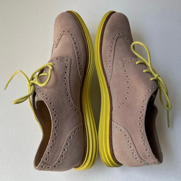 Cole Haan Alisa Lunargrand Wingtip Oxfords Women's 7.5 Tan Neon Suede Preppy - Picture 6 of 14